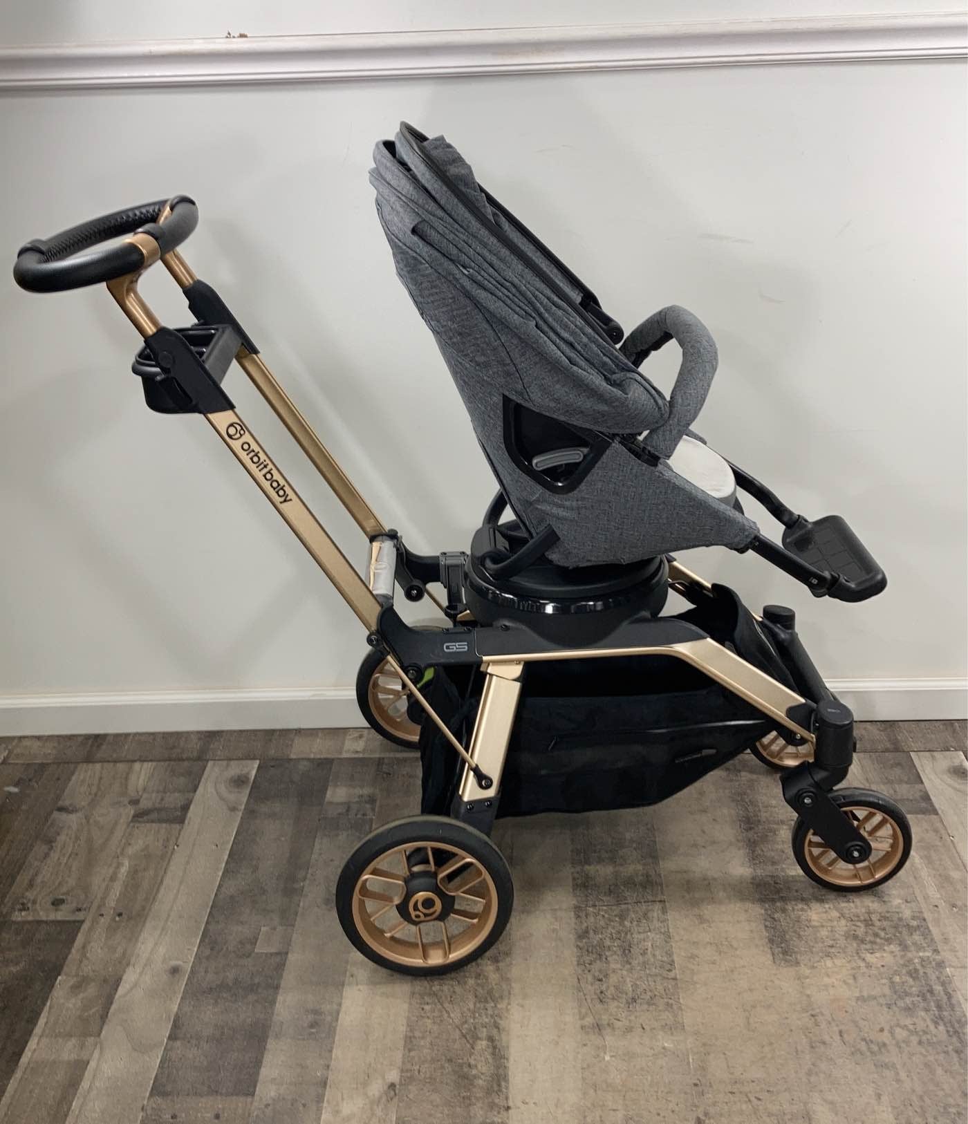  Orbit BabyG5 Stroller With Snack Tray, 2021, Gold Frame, Grey Melange Seat