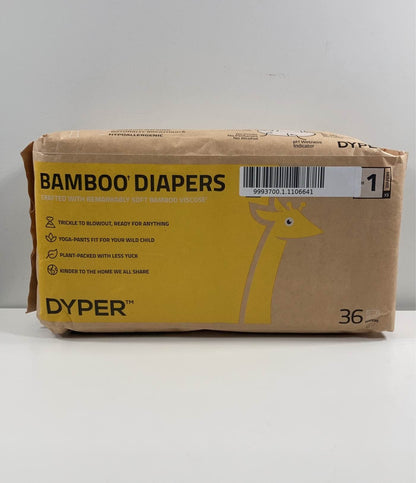  DYPER Bamboo Diapers, Single Sleeve, 36 Count, Size 1