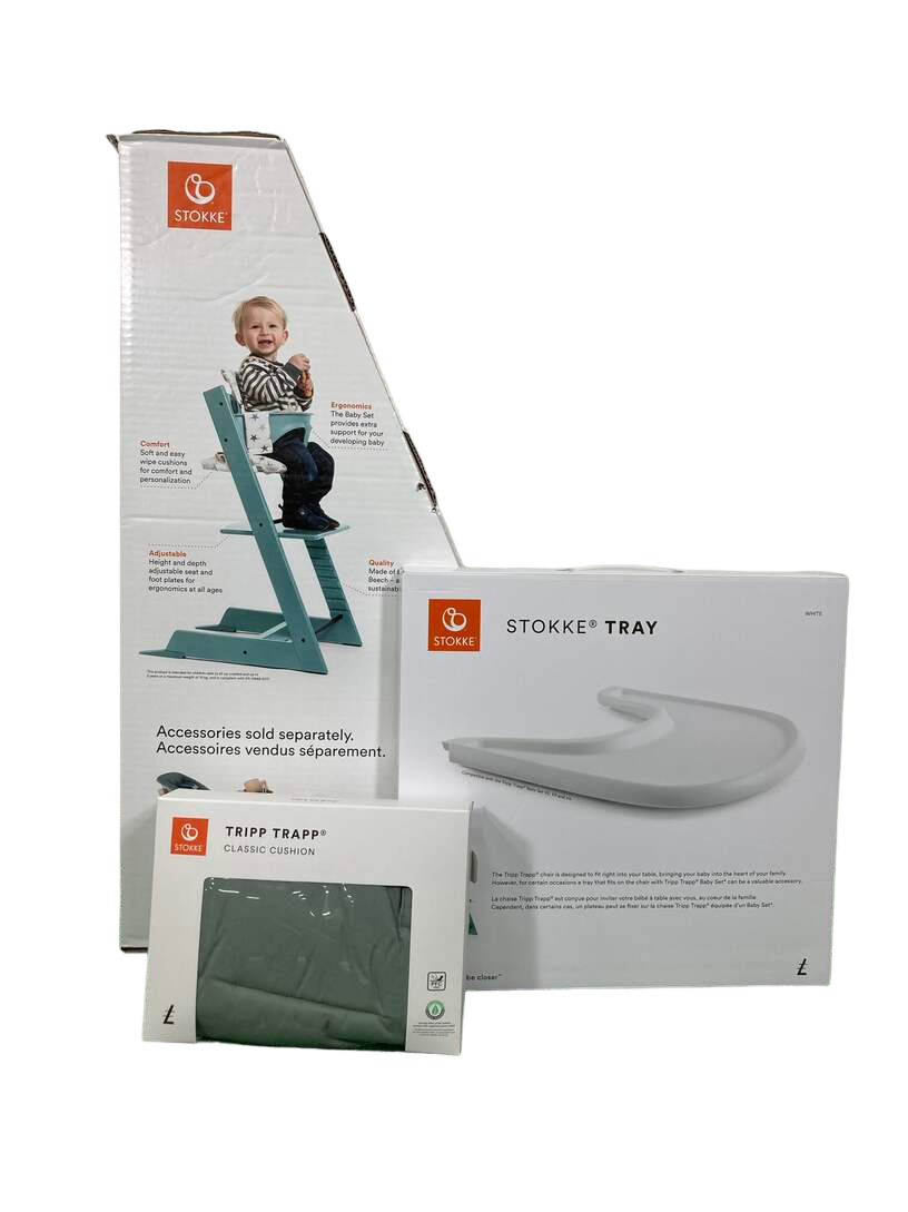  Stokke Tripp Trapp Complete High Chair, Natural, Glacier Green