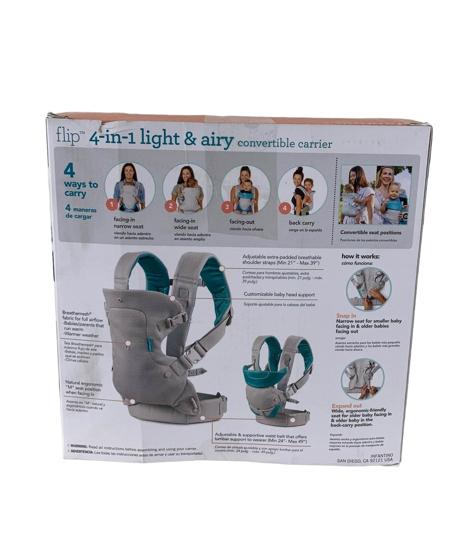  Infantino Flip Advanced 4-in-1 Convertible Carrier, Grey/Teal