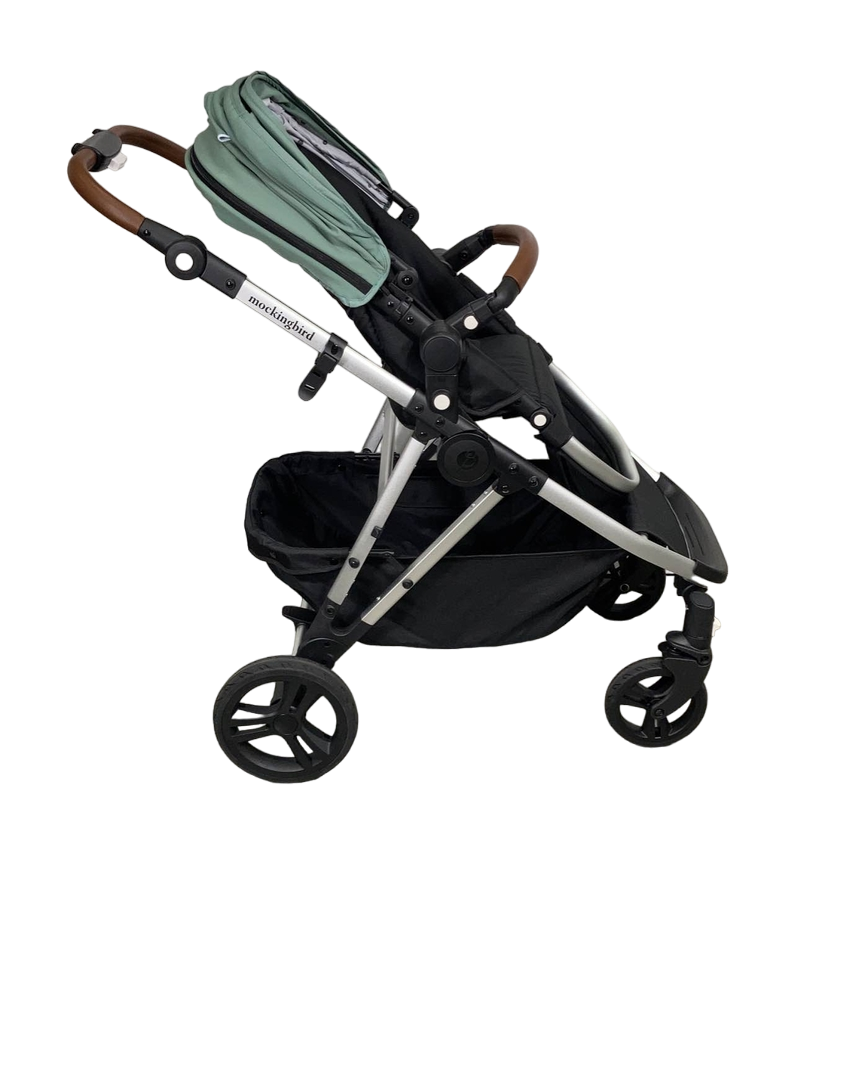  Mockingbird Single To Double 2.0 Stroller, Silver With Penny Leather, Watercolor Drops, Sage, 2023
