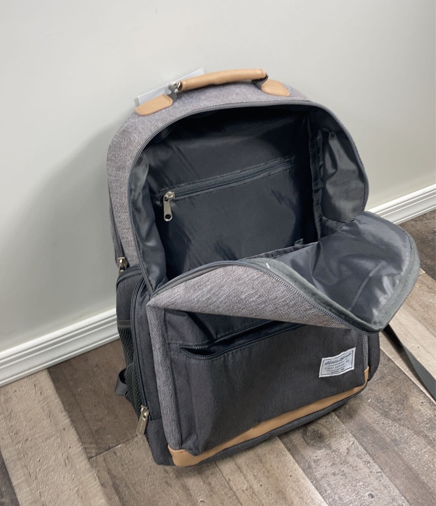  Eddie Bauer Bridgeport Diaper Backpack, Gray/Tan