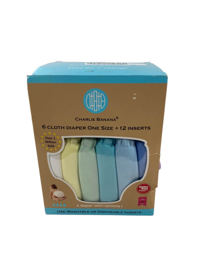  Charlie Banana 6 One Size Reusable Cloth Diapers With Fleece, Pastel
