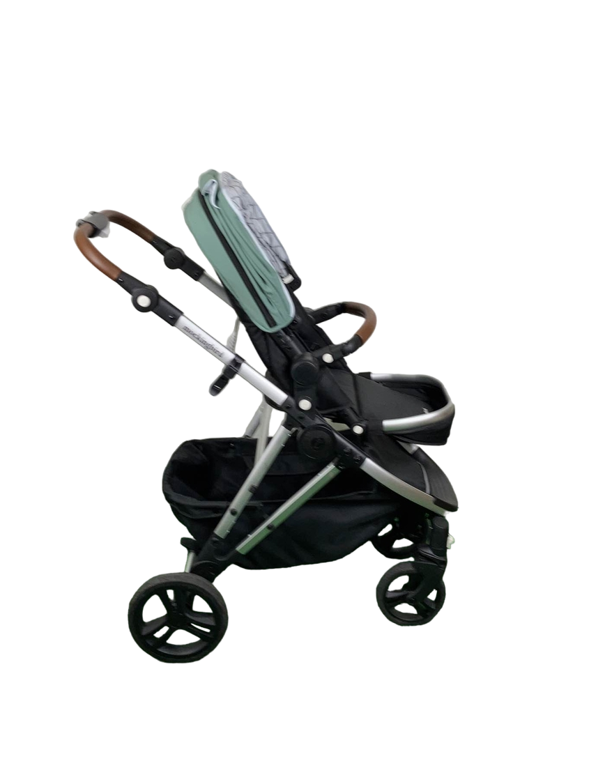  Mockingbird Single 2.0 Stroller, 2023, Silver With Penny Leather, Windowpane, Sage