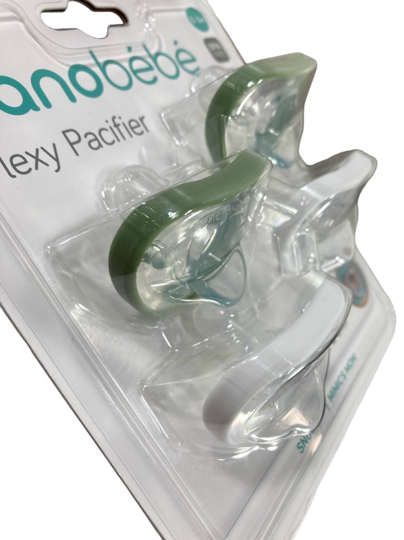  Nanobébé Flexy Pacifiers, White-Sage, 0-3 Months, 4-Pack