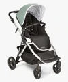  Mockingbird Single Stroller, 2022, Sage, Watercolor Drops, Silver With Black Leather