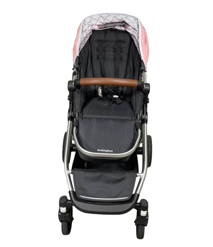  Mockingbird Single To Double Stroller, 2022, Silver With Penny Leather, Windowpane, Bloom