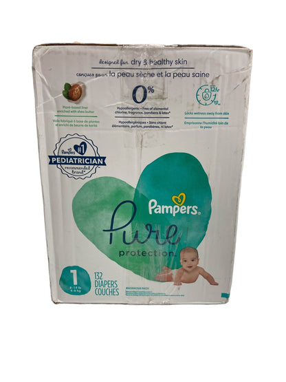  Pampers Pure Protection Diapers Size 1, 132 Count