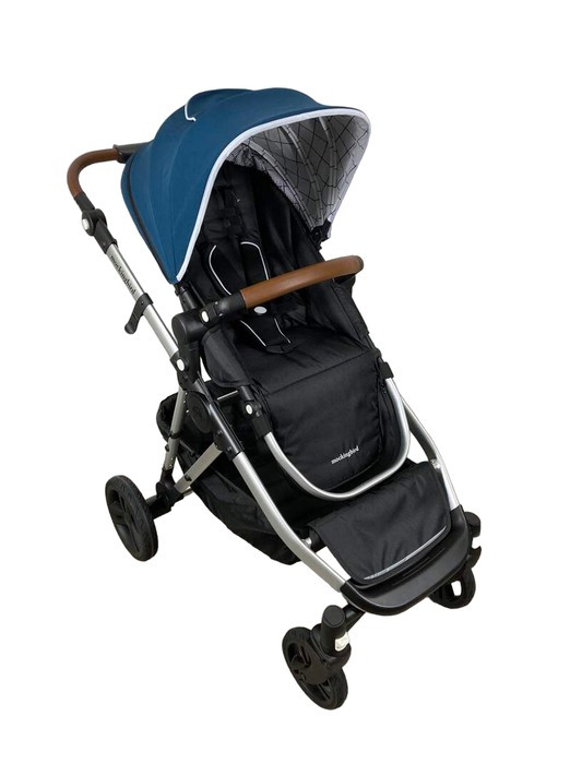  Mockingbird Single To Double Stroller, 2023, Silver With Penny Leather, Sea, Windowpane