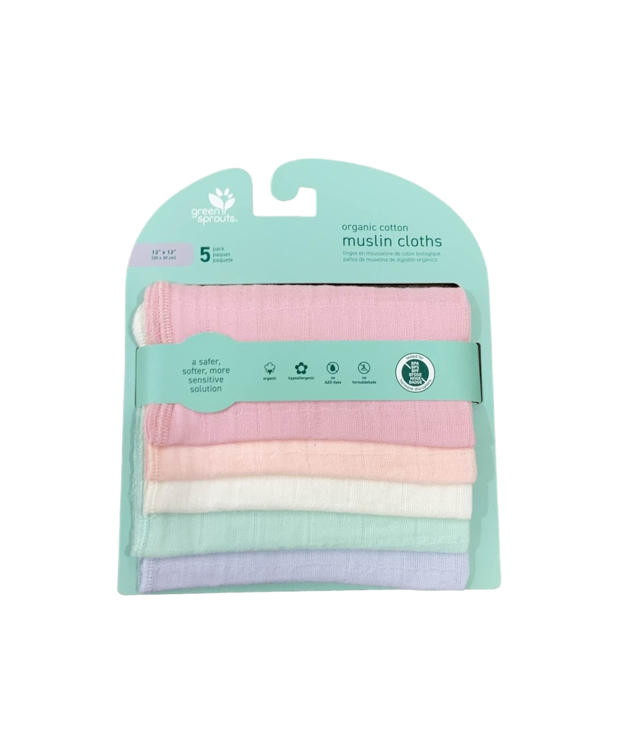  Green Sprouts Muslin Cloths 5pk, Rose Set