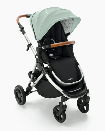  Mockingbird Single 2.0 Stroller, 2023, Silver With Penny Leather, Windowpane, Sage