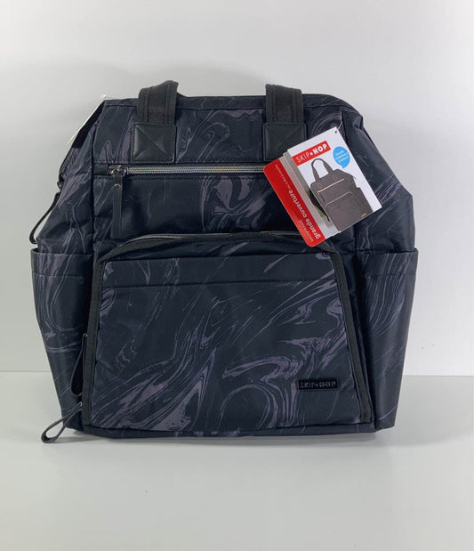  Skip Hop MainFrame Diaper Backpack, Black Marble