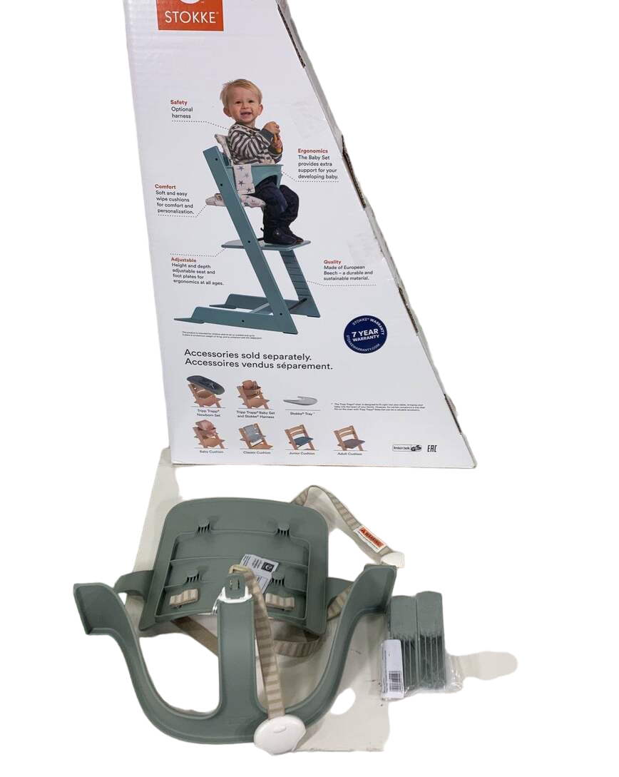  Stokke Tripp Trapp High Chair With Baby Set, Glacier Green