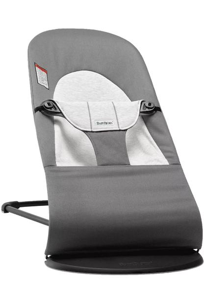  BabyBjorn Bouncer Balance With Toy Bar, Soft, Cotton, Dark Grey/Grey, Black Frame