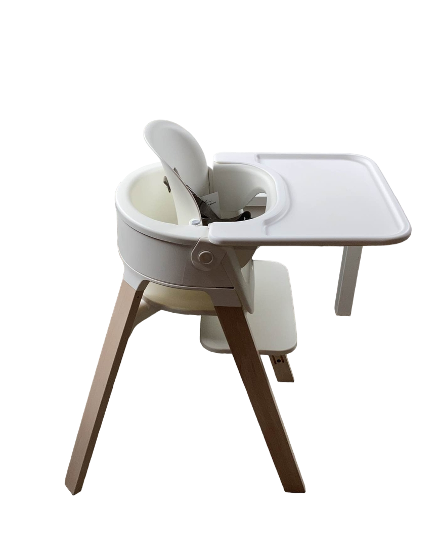  Stokke Steps High Chair, White Seat Natural Legs