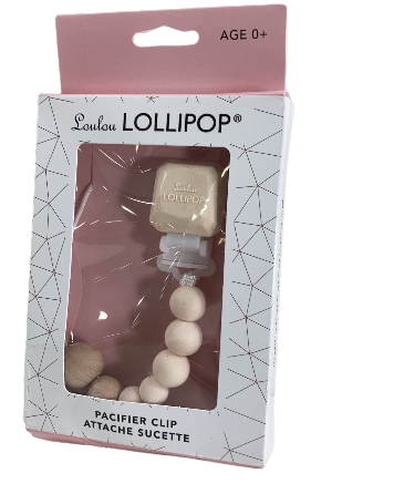  LouLou Lollipop Pacifier Clip, Coconut Milk