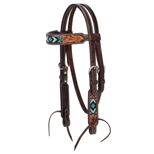 Weaver Turq Cross Turquoise Bead Pony Headstall – Mini Marvel
