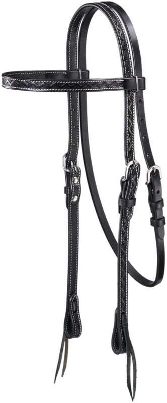 Tough1 Zig Zag Tooled Cowhide Headstall