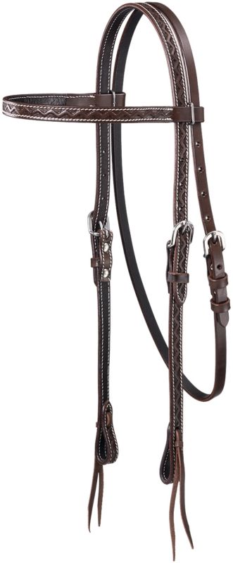 Tough1 Zig Zag Tooled Cowhide Headstall