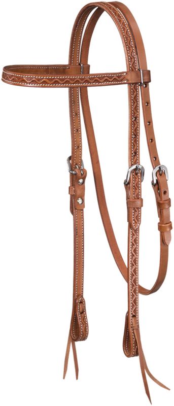Tough1 Zig Zag Tooled Cowhide Headstall