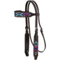 Tough1 Beaded Black Sugar Skull Browband Headstall