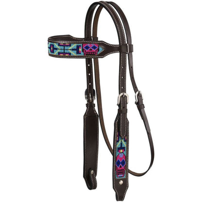 Tough1 Beaded Black Sugar Skull Browband Headstall