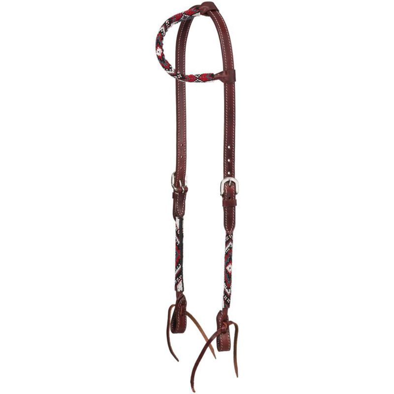 Beaded Red Diamond One-Ear Headstall