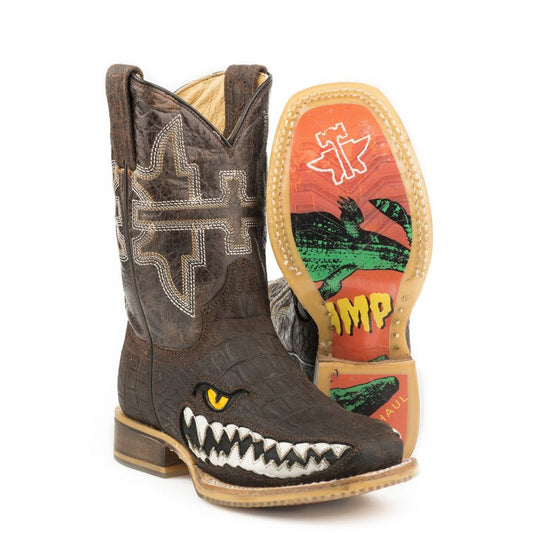 Tin Haul Little Kids Swamp Chomp Square Toe Boots