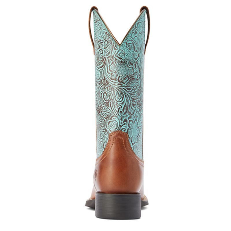 Ariat Womens Round Up Wide Square Toe Blue Boots