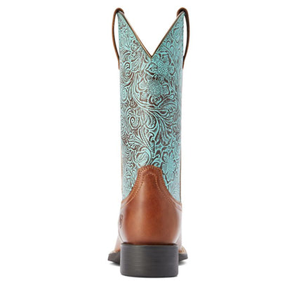Ariat Womens Round Up Wide Square Toe Blue Boots