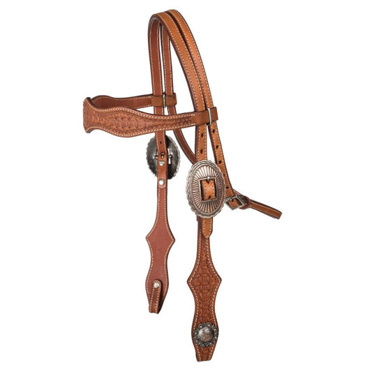 Tabelo Scalloped Tooled Browband Headstall - Chestnut