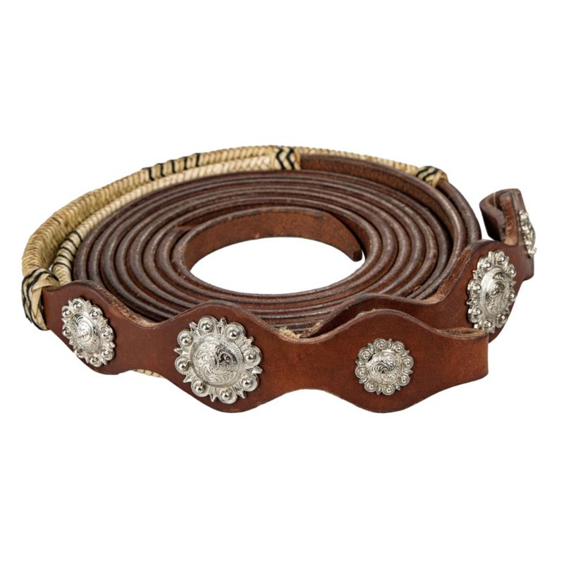 Tabelo Rawhide Split Reins with Conchos 5/8 x 7.5ft