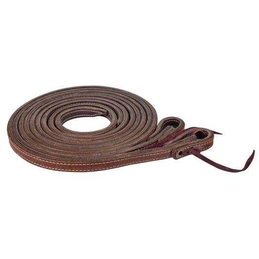 Tabelo 7/8in Brown Latigo Split Reins with Water Ties