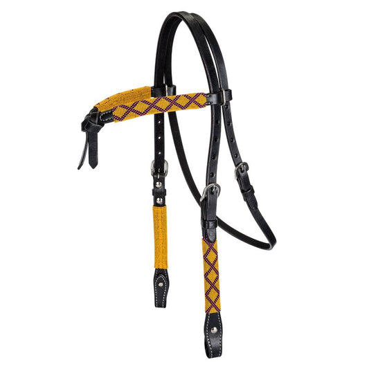 Tabelo Crossover Beaded Headstall - Black