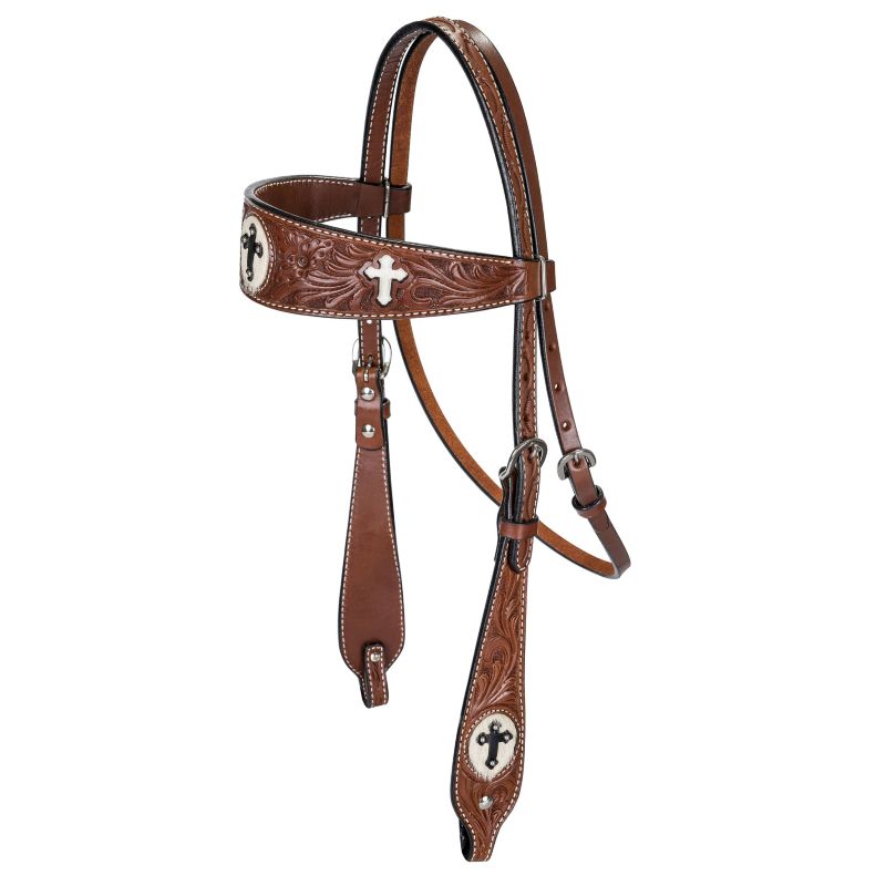Tabelo Cross Inlay Browband Headstall Chestnut