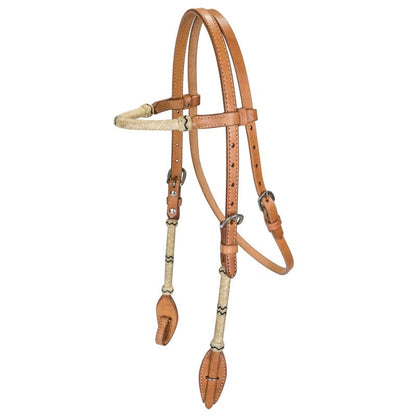 Tabelo Browband Headstall with Rawhide Trim – Light Oil
