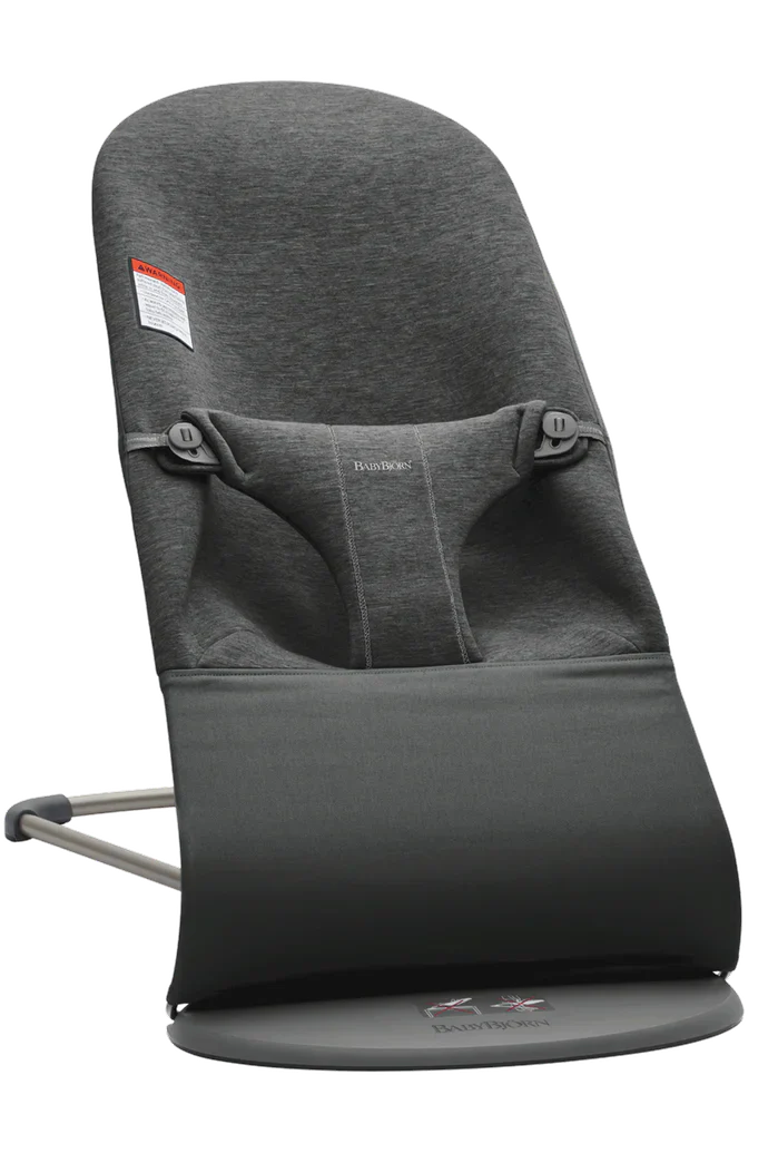  BabyBjorn Bouncer Bliss, Charcoal Gray 3D Jersey, Light Gray Frame, With Toy Bar