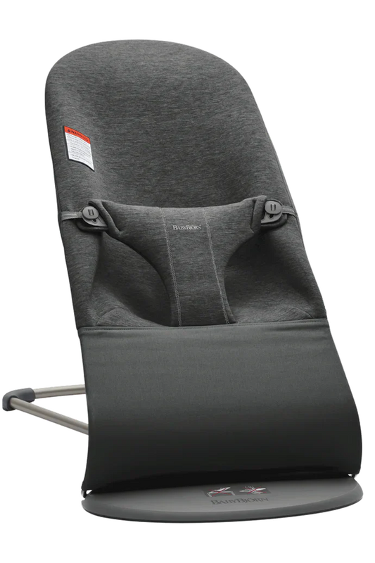  BabyBjorn Bouncer Bliss, Charcoal Gray 3D Jersey, Light Gray Frame, With Toy Bar