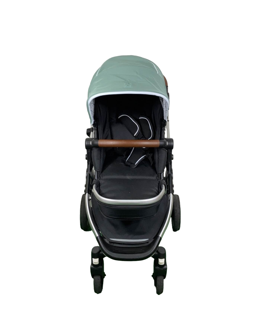  Mockingbird Single 2.0 Stroller, 2023, Silver With Penny Leather, Windowpane, Sage