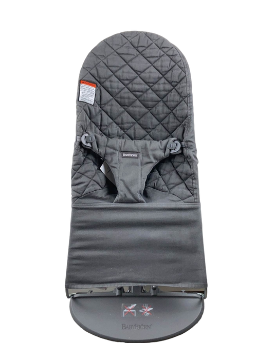  BabyBjorn Bouncer Bliss, Dark Gray Frame, Anthracite Cotton Classic Quilt