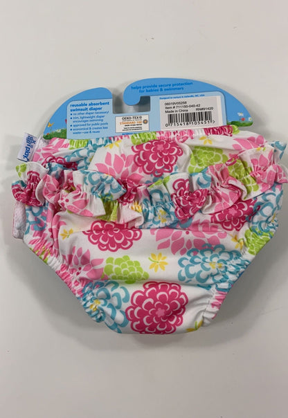  IPlay Reusable Swim Diaper, 6 Months, White Zinnia
