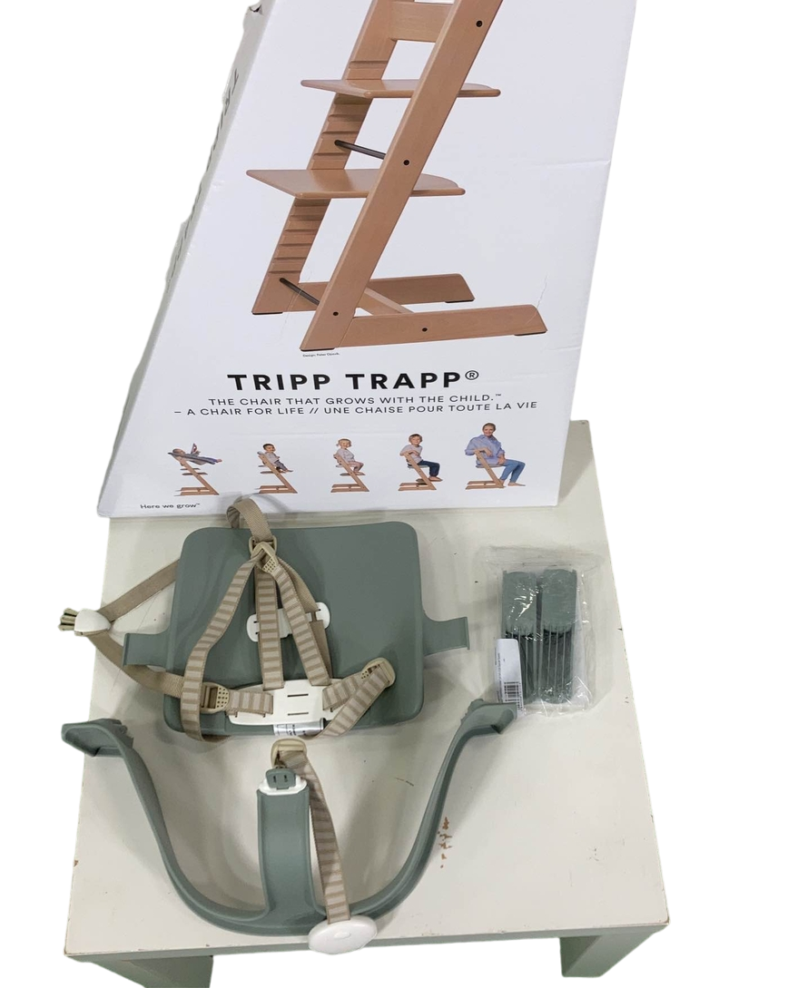  Stokke Tripp Trapp High Chair With Baby Set, Glacier Green