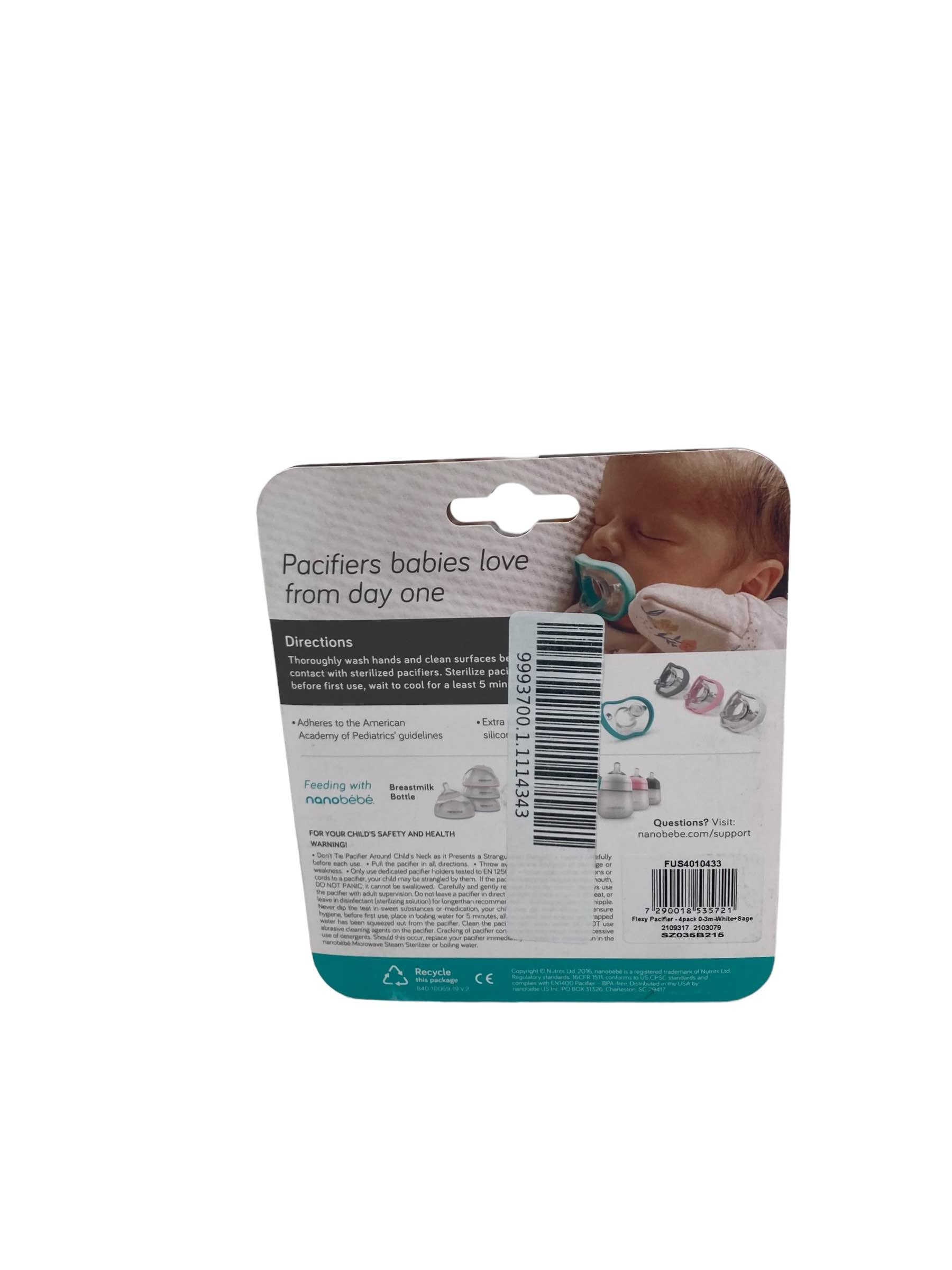  Nanobébé Flexy Pacifiers, 0-3 Months, 4-Pack