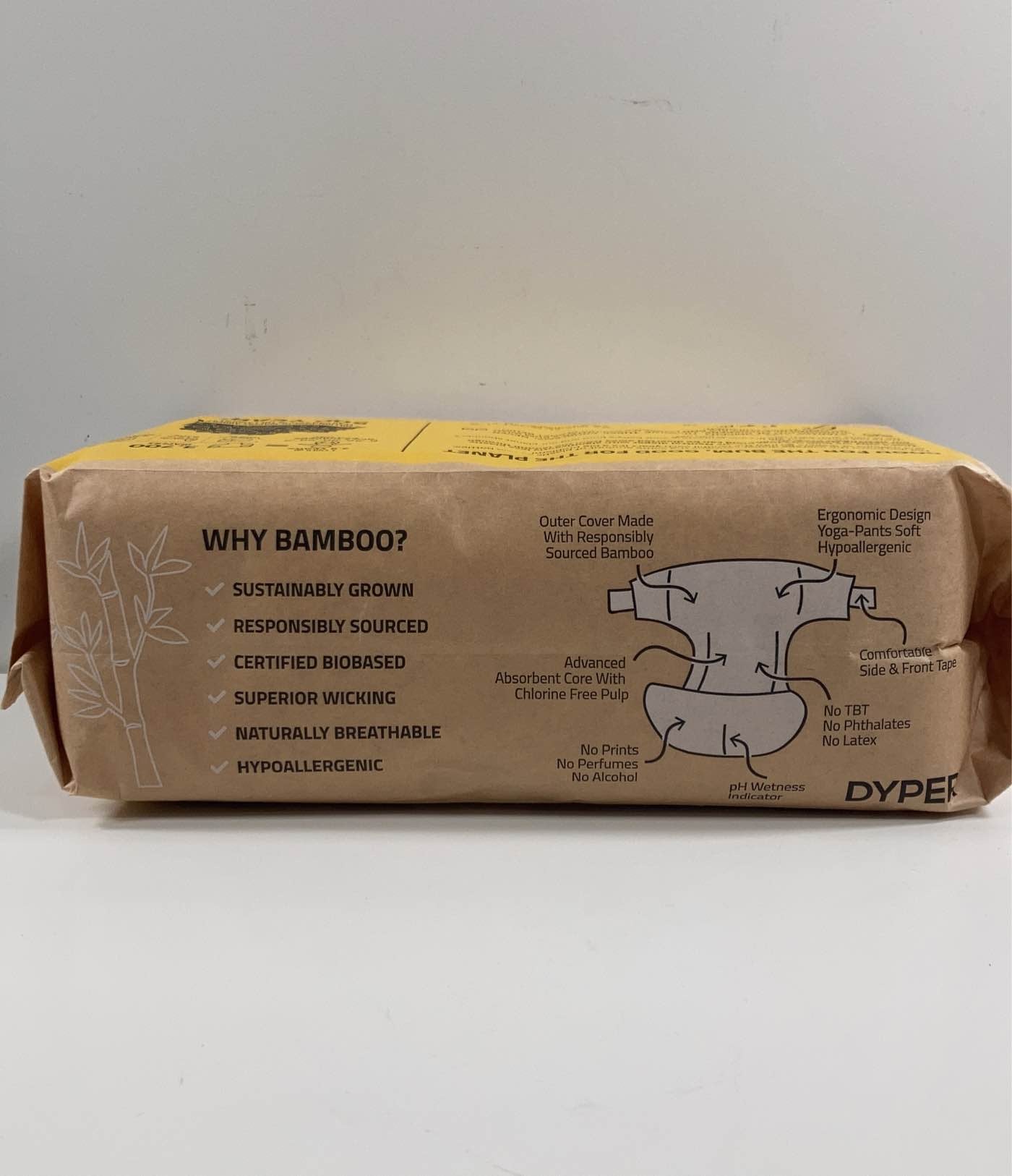  DYPER Bamboo Diapers, Single Sleeve, 36 Count, Size 1