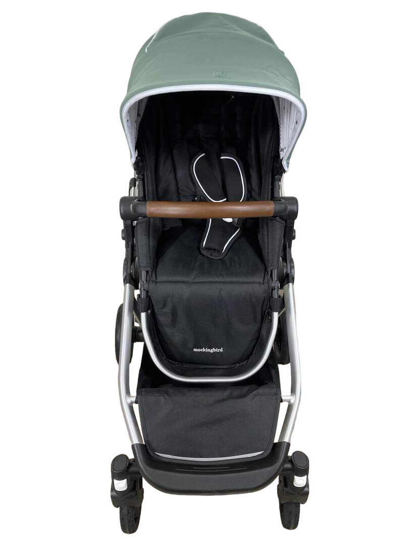  Mockingbird Single To Double Stroller, 2022, Silver With Penny Leather, Sage, Watercolor Drops