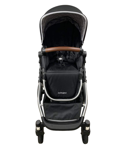  Mockingbird Single To Double Stroller, 2023, Silver With Penny Leather, Windowpane, Black