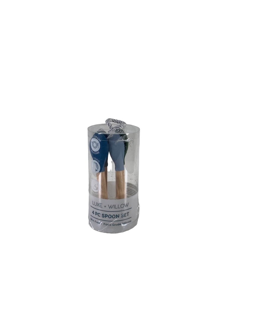  Luxe And Willow Set Of 4 Silicone Spoons, Blue