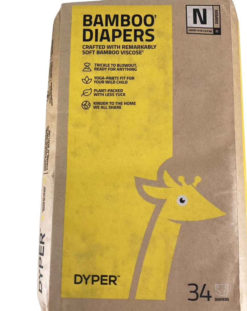  DYPER Bamboo Diaper Box, NB, 104 Count