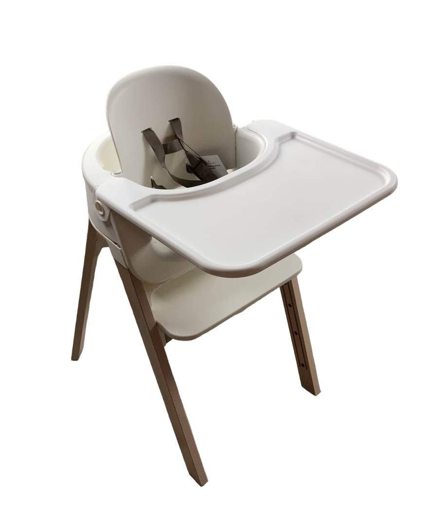  Stokke Steps High Chair, White Seat Natural Legs