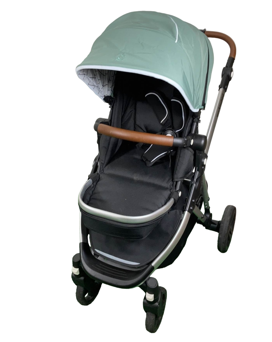  Mockingbird Single 2.0 Stroller, 2023, Silver With Penny Leather, Windowpane, Sage